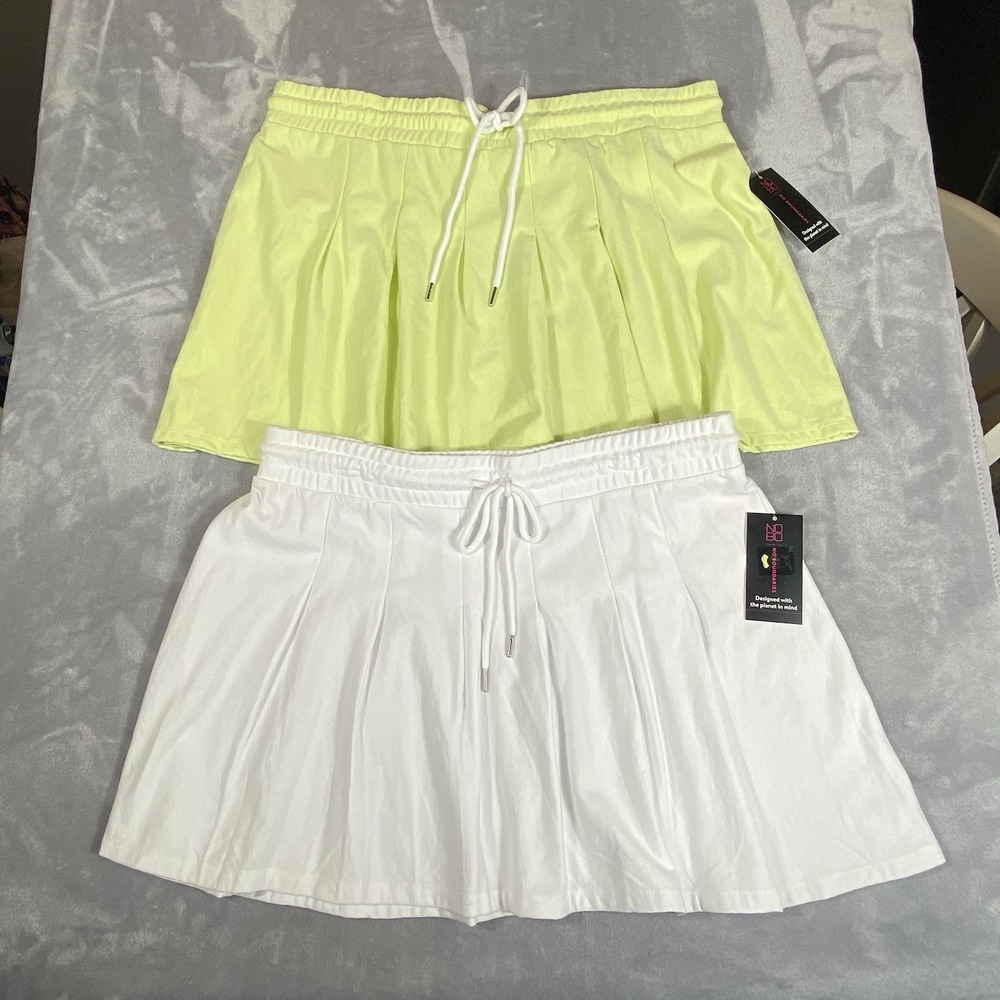 No Boundaries Knit Pleated Skirt XL Limestone‎ White Pickleball Tennis New (2)